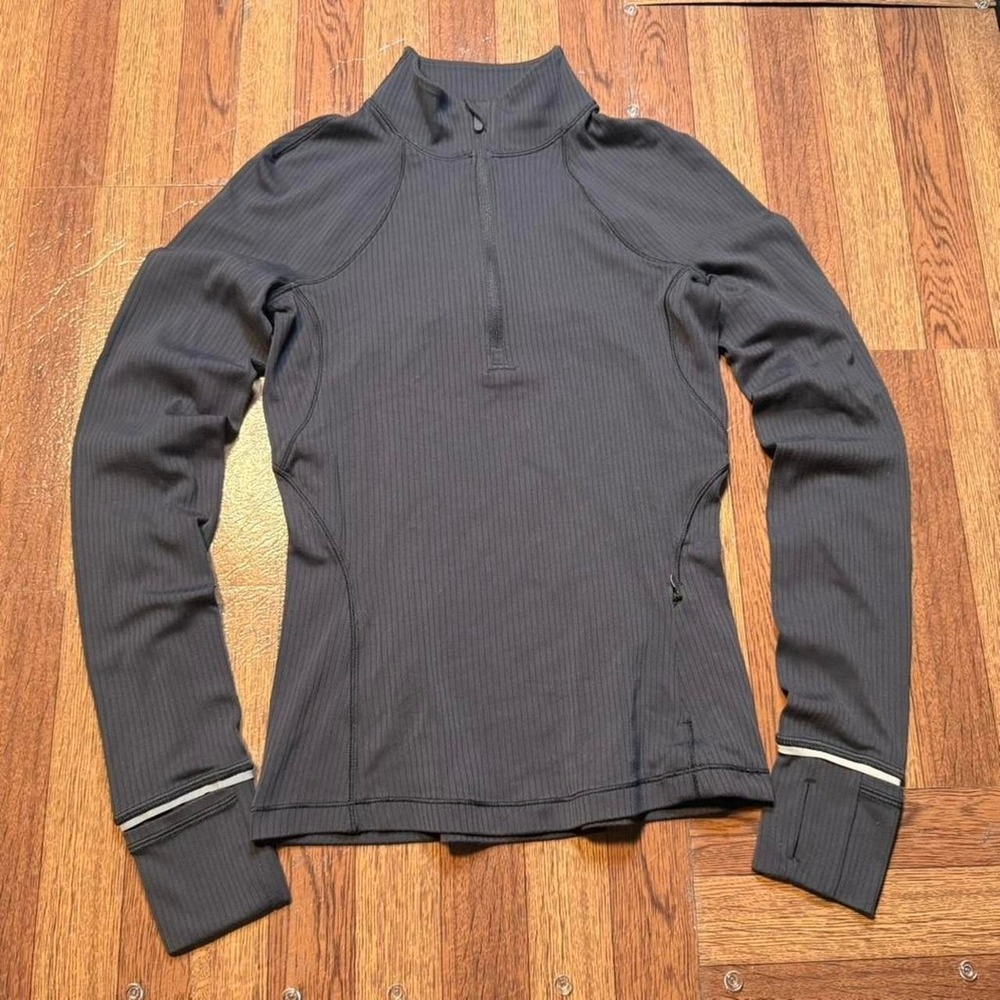 Lululemon Black‎ Rulu Run Ribbed Half Zip Jacket Size 2